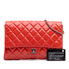 CC Quilted Patent Clutch with Chain