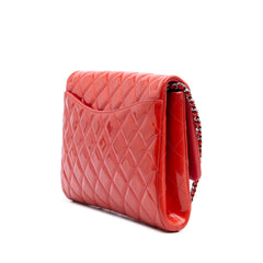 CC Quilted Patent Clutch with Chain