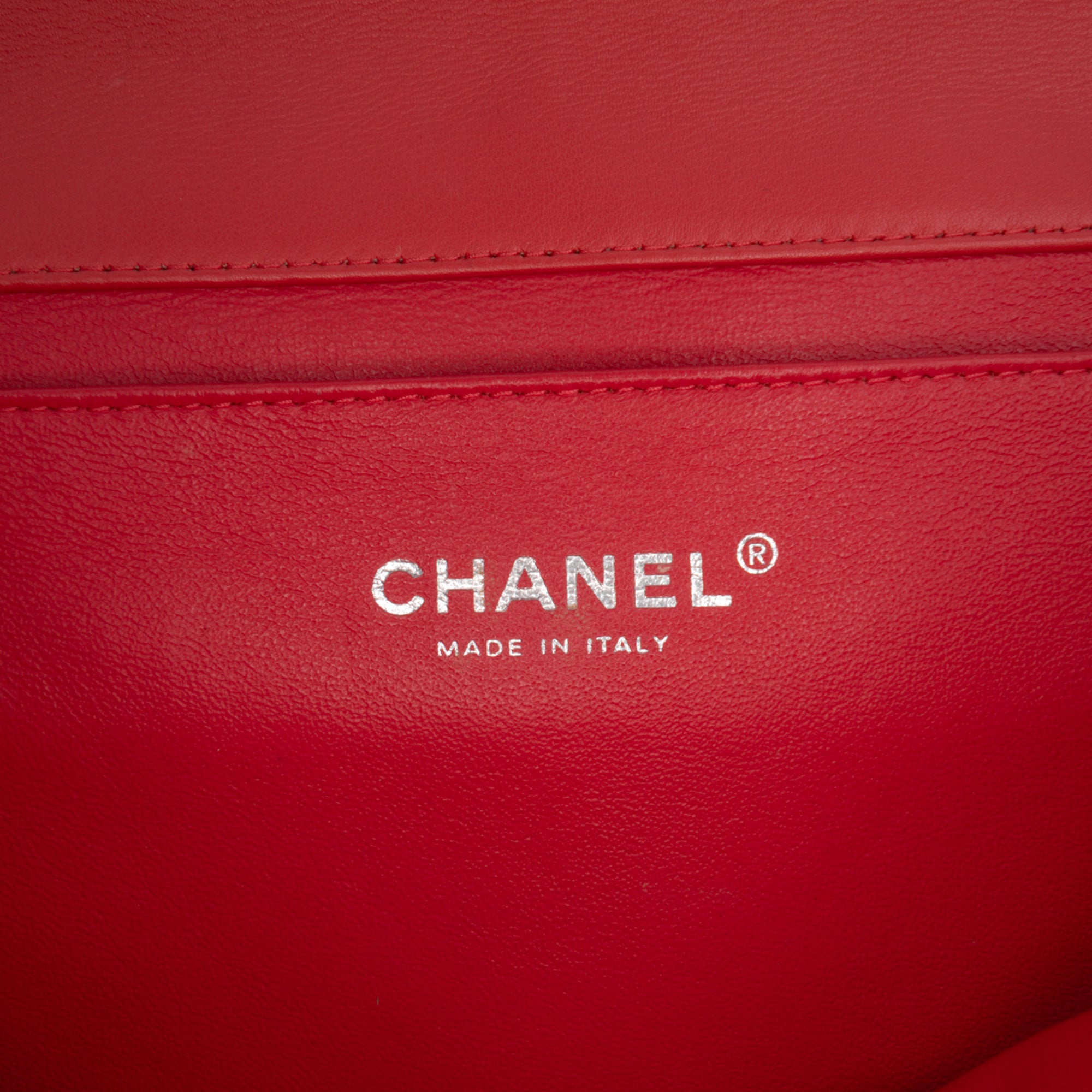 CC Quilted Patent Clutch with Chain