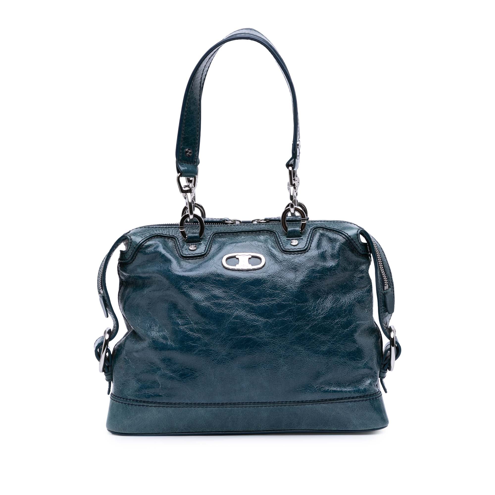 Crinkled Patent Macadam Shoulder Bag