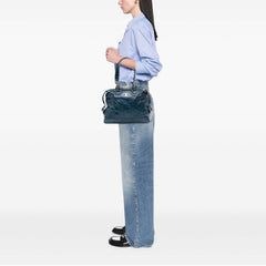 Crinkled Patent Macadam Shoulder Bag