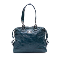 Crinkled Patent Macadam Shoulder Bag