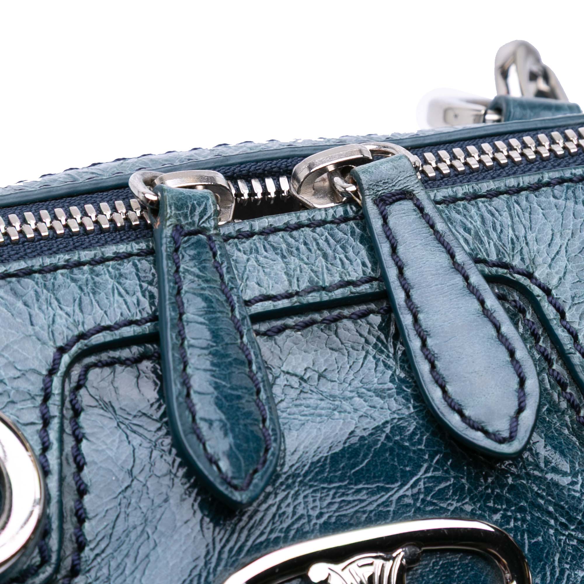 Crinkled Patent Macadam Shoulder Bag