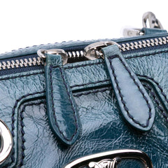 Crinkled Patent Macadam Shoulder Bag