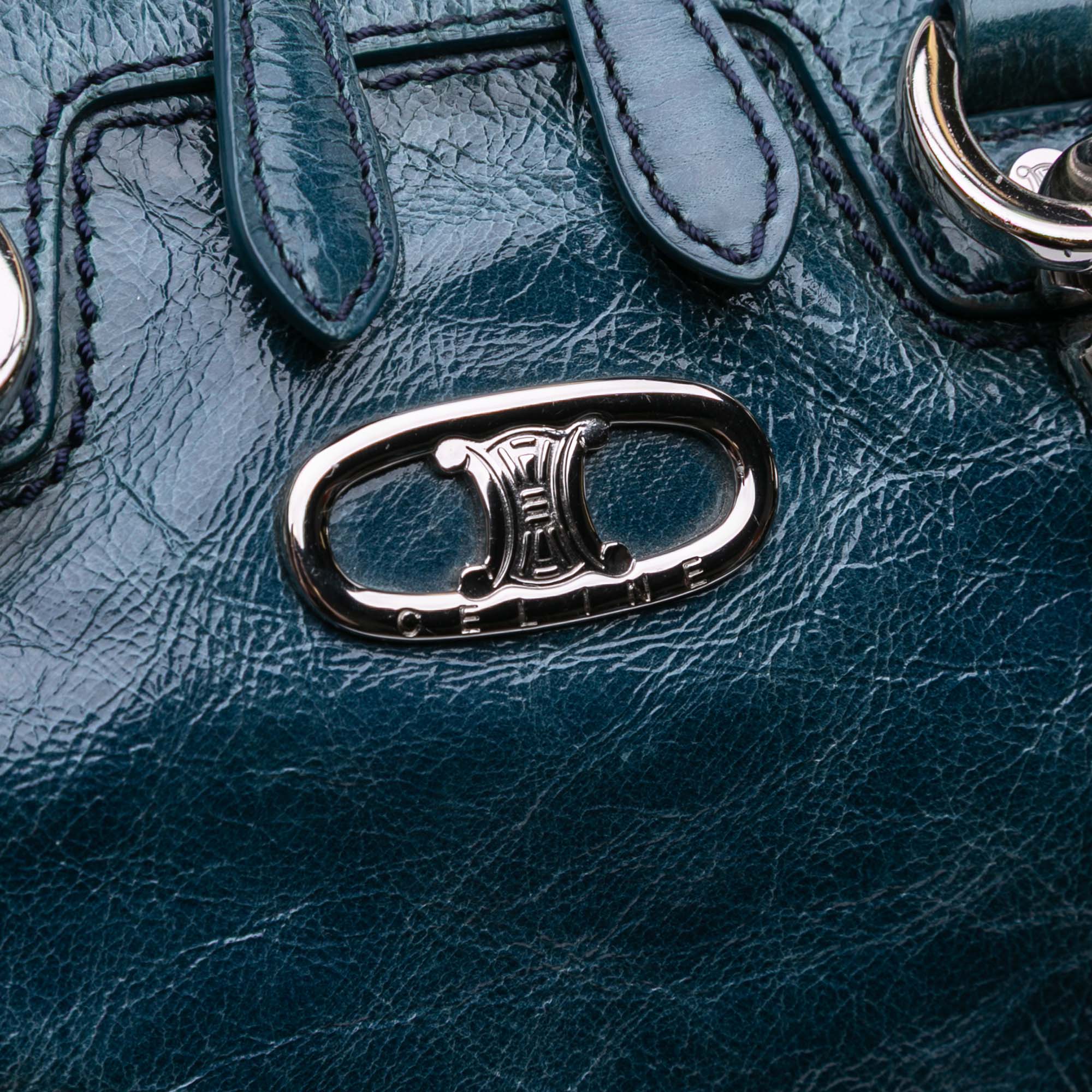 Crinkled Patent Macadam Shoulder Bag
