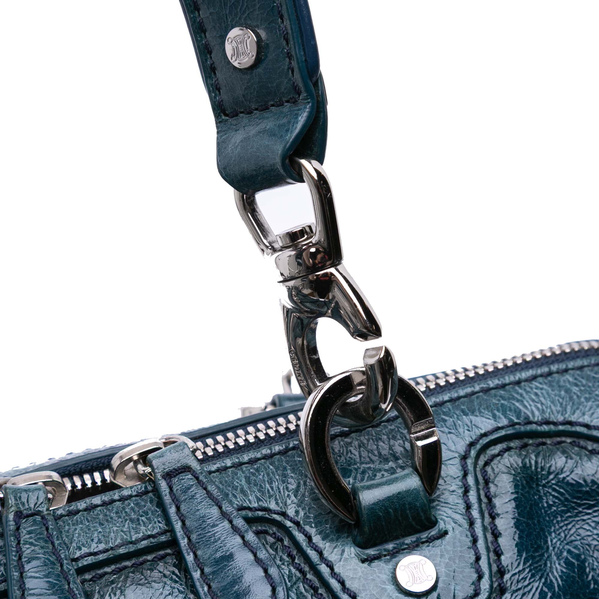 Crinkled Patent Macadam Shoulder Bag