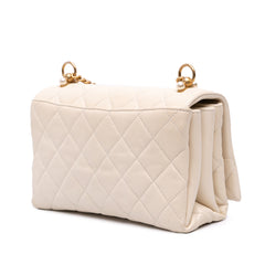 Quilted Calfskin Pearl CC Accordion Flap