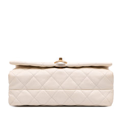 Quilted Calfskin Pearl CC Accordion Flap