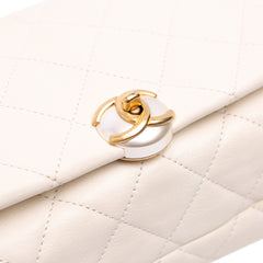 Quilted Calfskin Pearl CC Accordion Flap