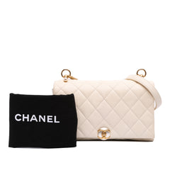 Quilted Calfskin Pearl CC Accordion Flap