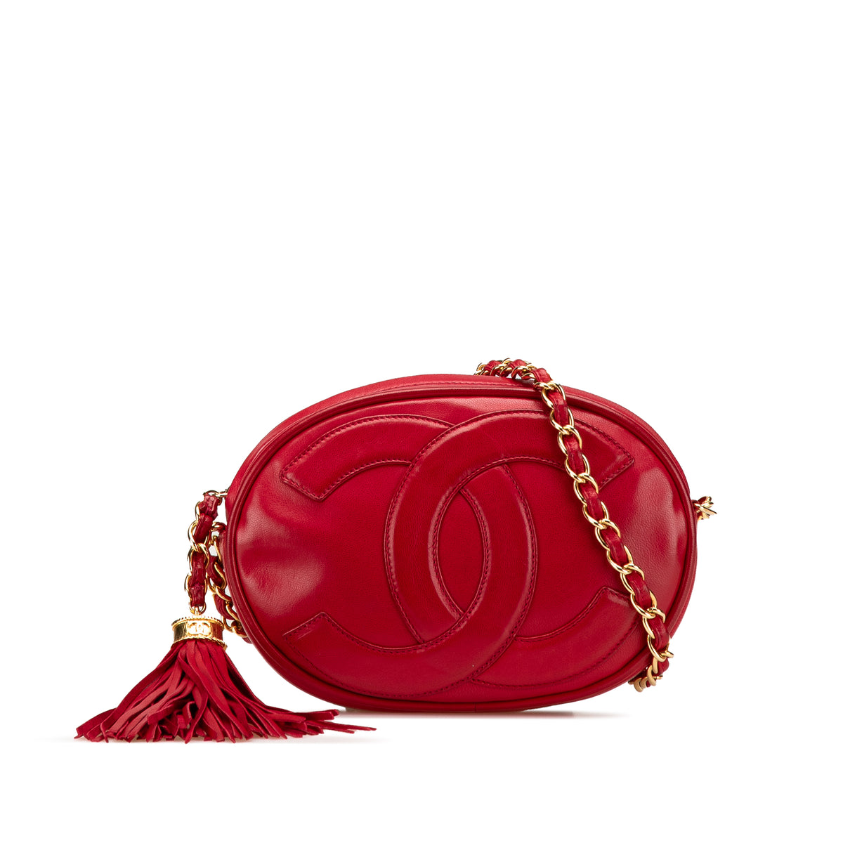 CC Lambskin Tassel Oval Camera Bag