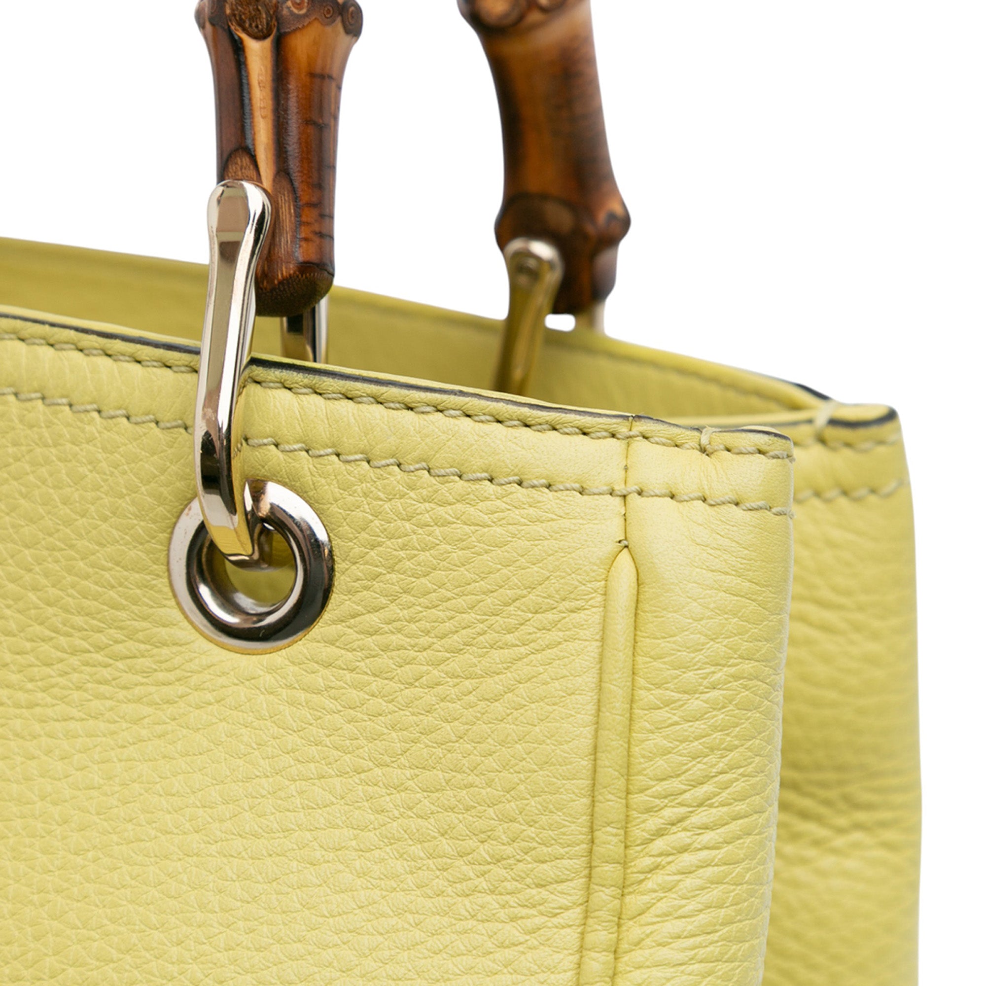 Small Calfskin Bamboo Shopper Satchel