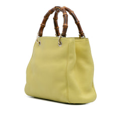 Small Calfskin Bamboo Shopper Satchel