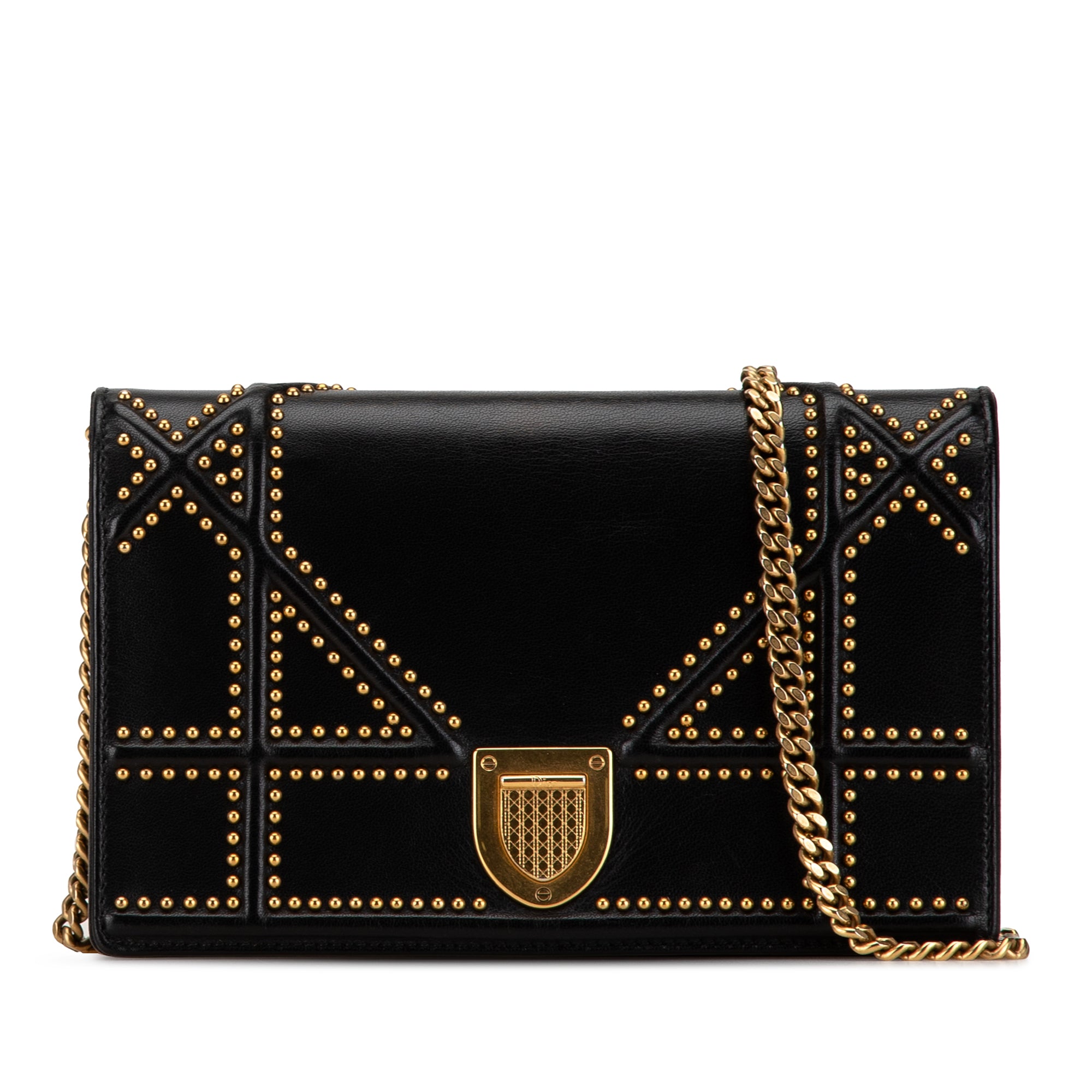 Calfskin Studded Diorama Wallet on Chain