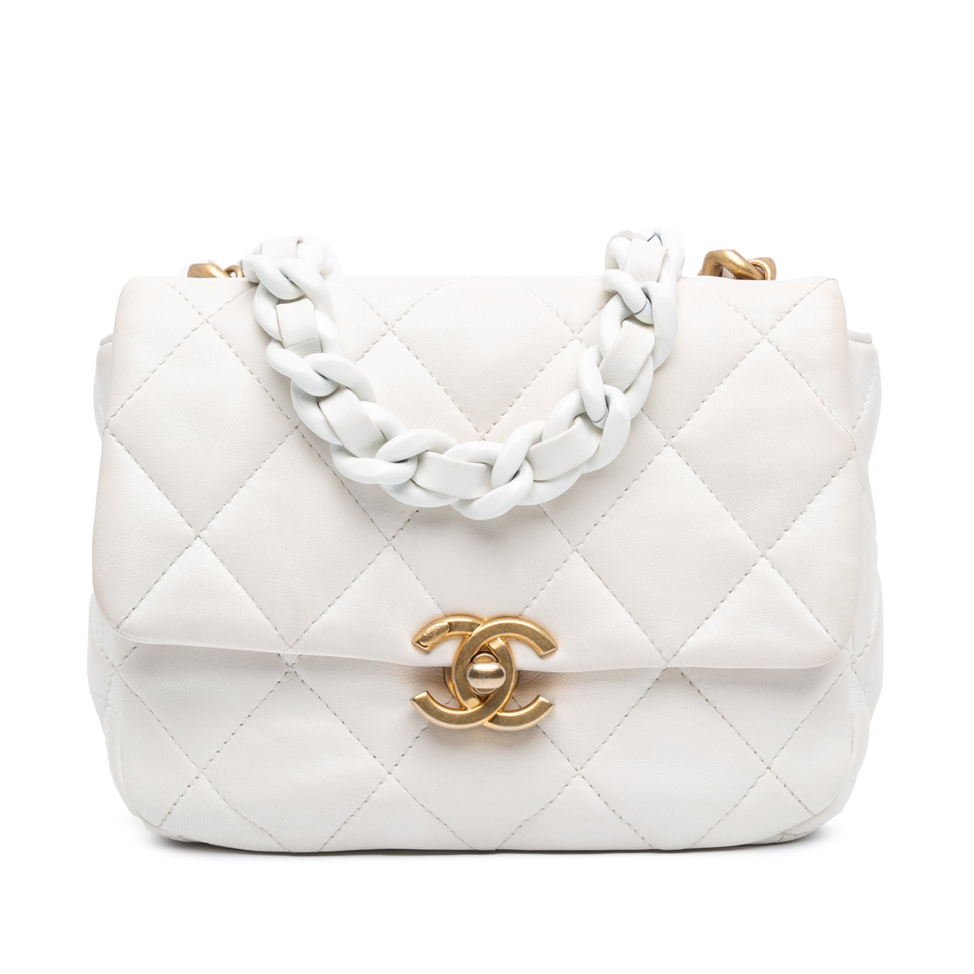 Mini Quilted Lambskin Lacquered Chain Flap