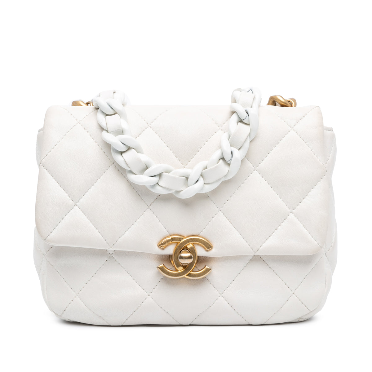 Mini Quilted Lambskin Lacquered Chain Flap