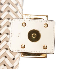 Woven Calfskin Vitello King Ceylon Baguette Satchel