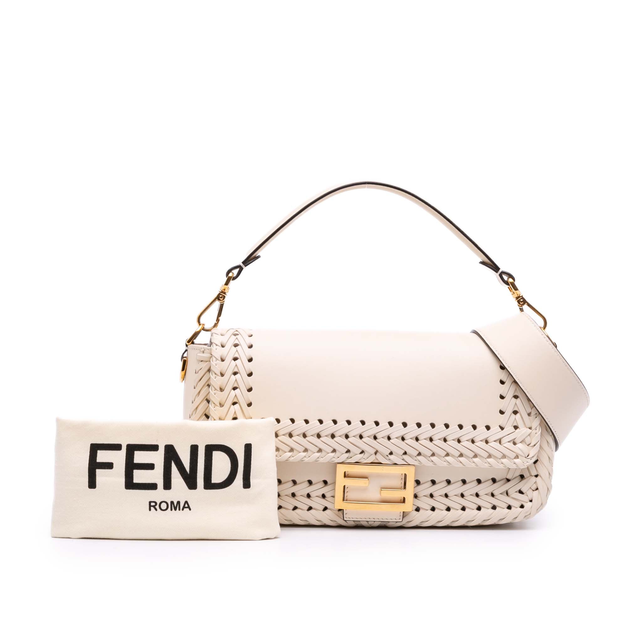 Woven Calfskin Vitello King Ceylon Baguette Satchel