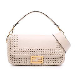 Woven Calfskin Vitello King Ceylon Baguette Satchel