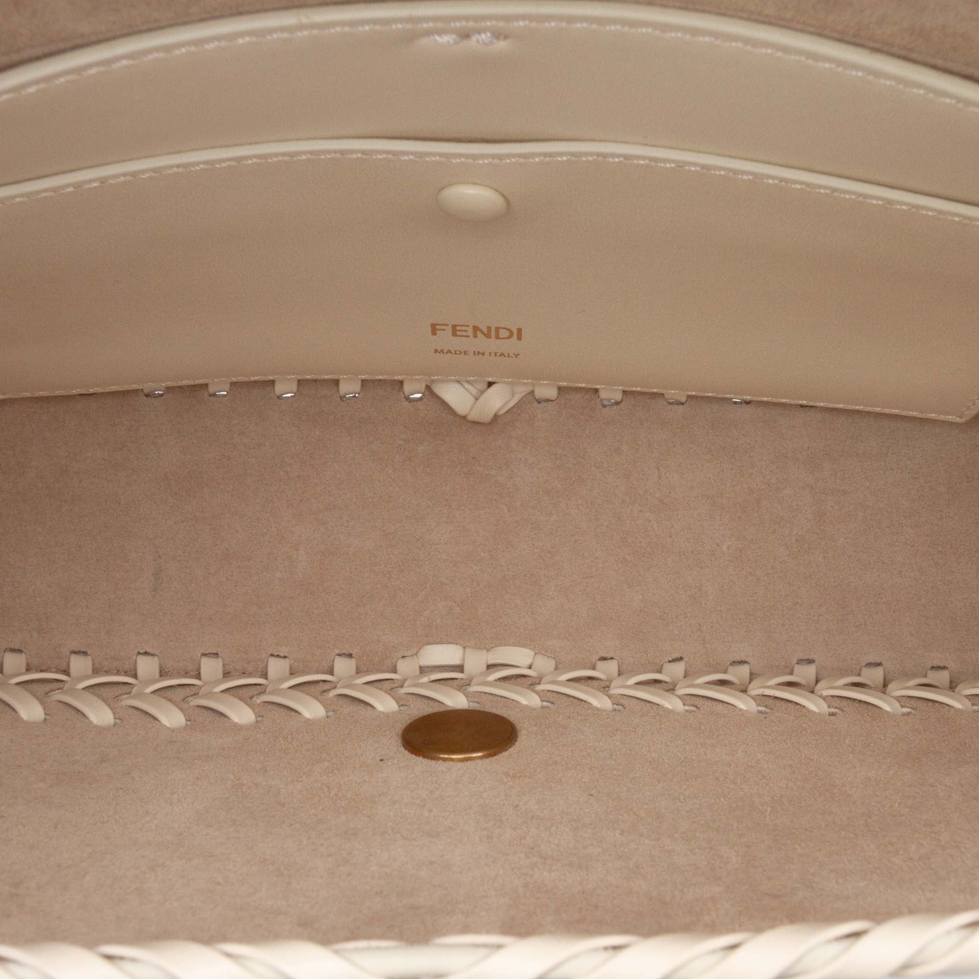 Woven Calfskin Vitello King Ceylon Baguette Satchel