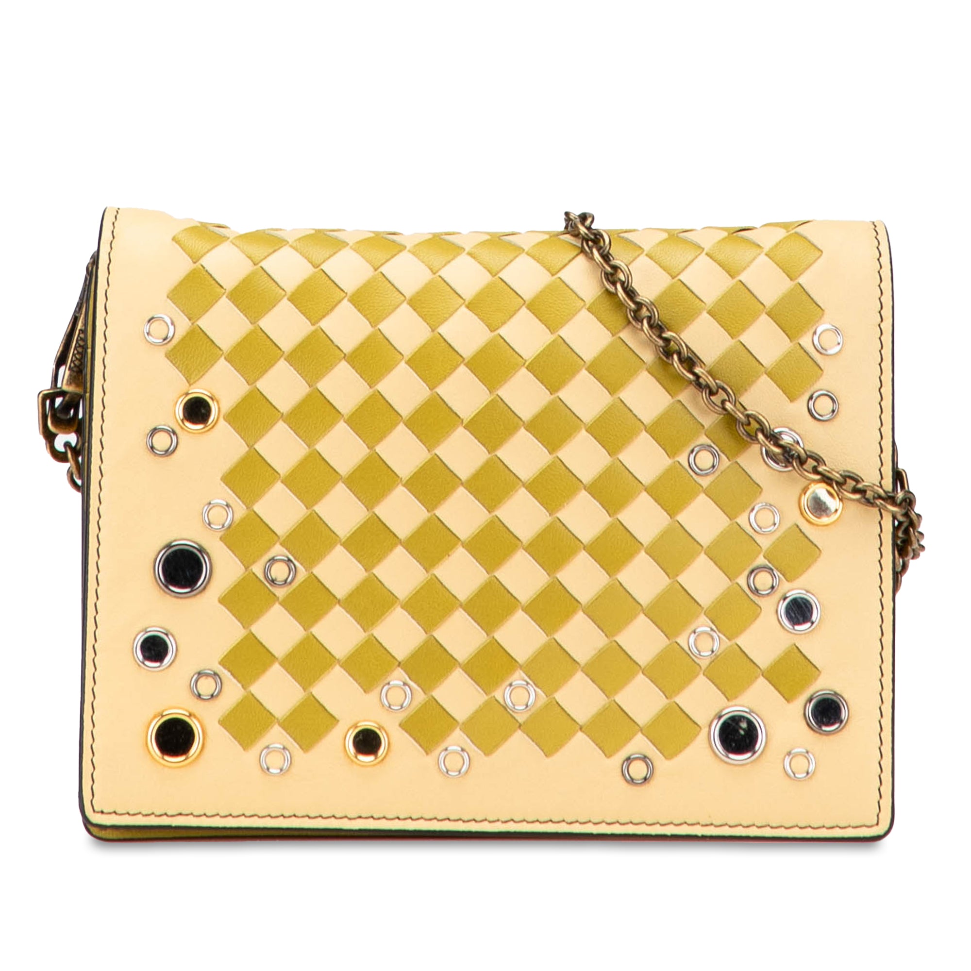 Nappa Intrecciato Studded Wallet on Chain