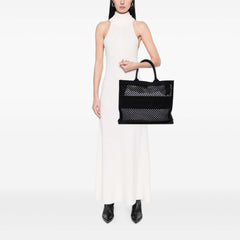 Large Embroidered Mesh Book Tote
