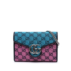 GG Marmont Matelasse Diagonal Canvas Chain Wallet