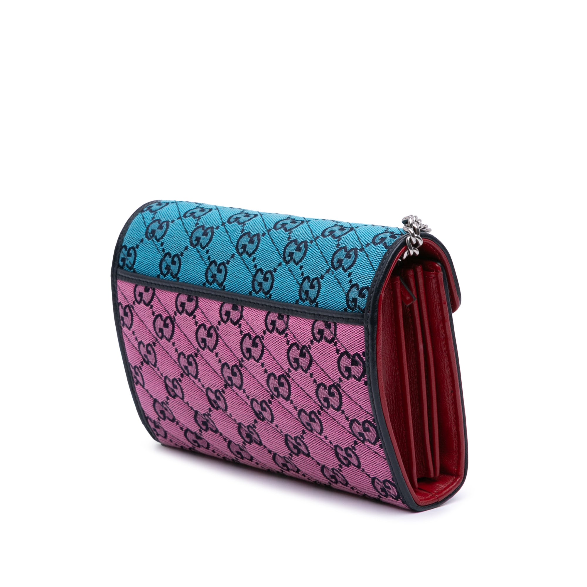GG Marmont Matelasse Diagonal Canvas Chain Wallet