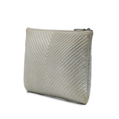 Medium Metallic Chevron Calfskin O Case Clutch
