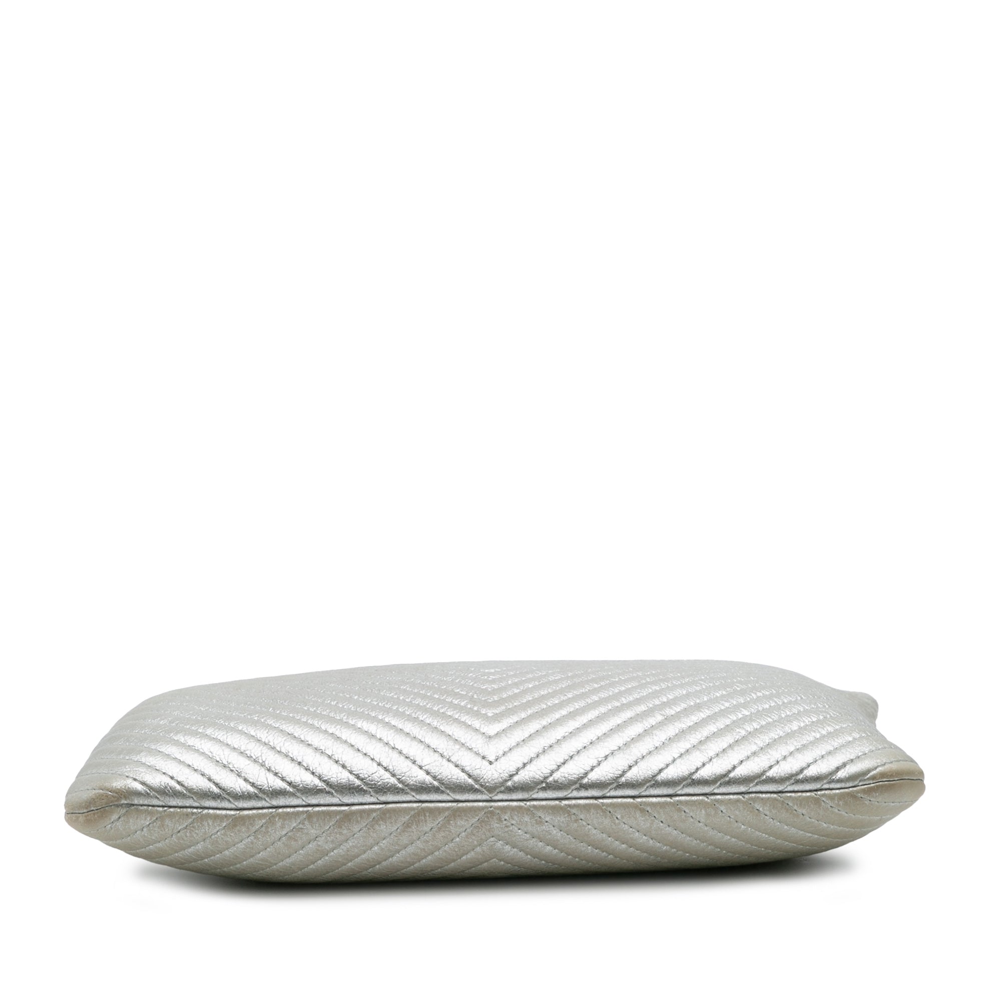 Medium Metallic Chevron Calfskin O Case Clutch
