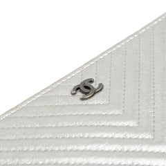 Medium Metallic Chevron Calfskin O Case Clutch