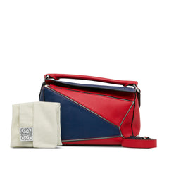 Small Bicolor Calfskin Puzzle Satchel
