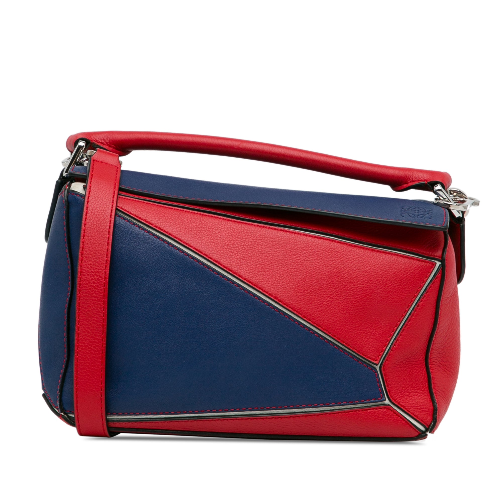Small Bicolor Calfskin Puzzle Satchel