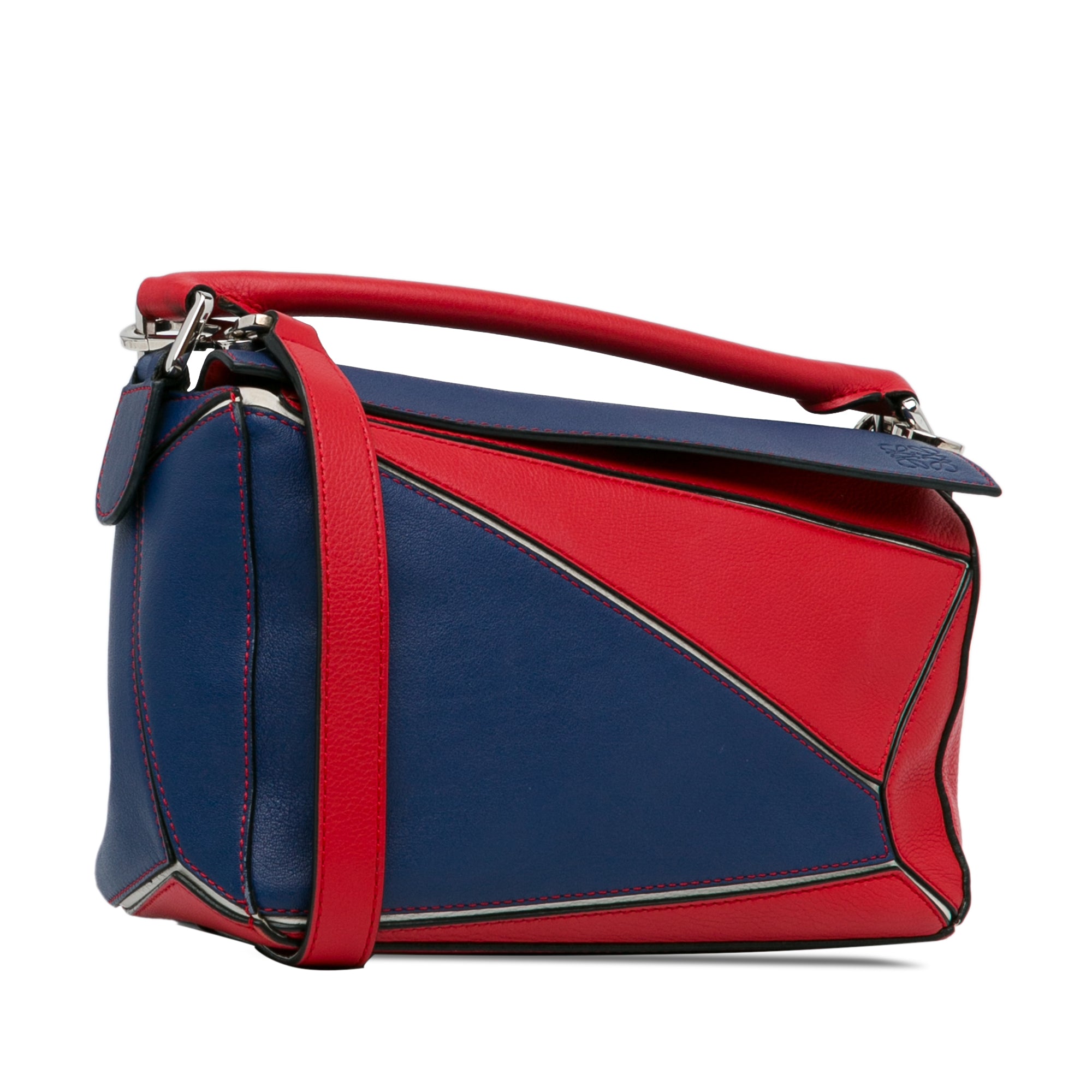 Small Bicolor Calfskin Puzzle Satchel