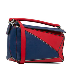 Small Bicolor Calfskin Puzzle Satchel