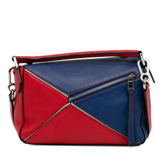 Small Bicolor Calfskin Puzzle Satchel