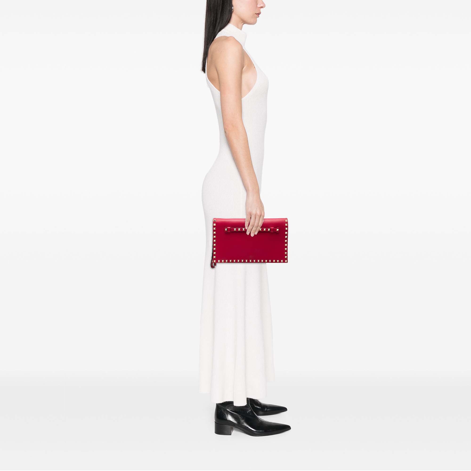 Nappa Rockstud Wristlet Clutch