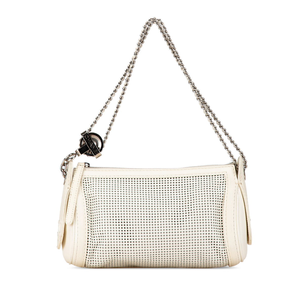 Caviar Perforated Pulley Shoulder Bag