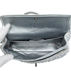 Small Classic Metallic Lame Bijoux Chain Double Flap