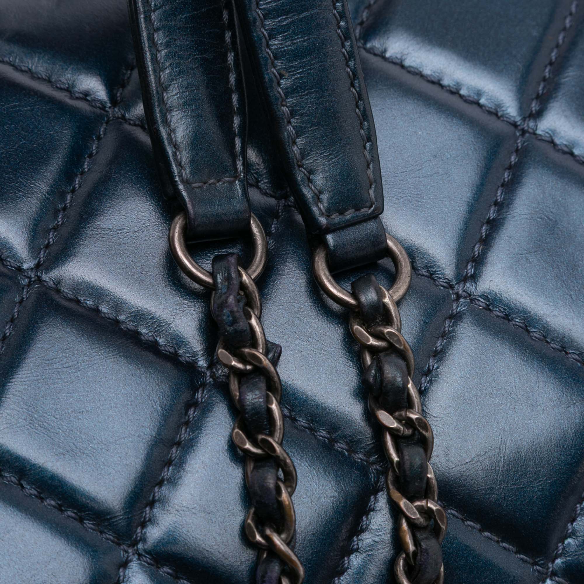 Medium Quilted Glazed Calfskin Coco Pleats Flap
