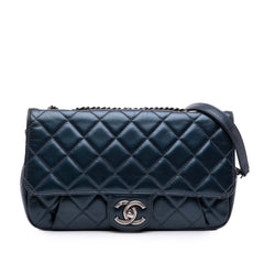 Medium Quilted Glazed Calfskin Coco Pleats Flap