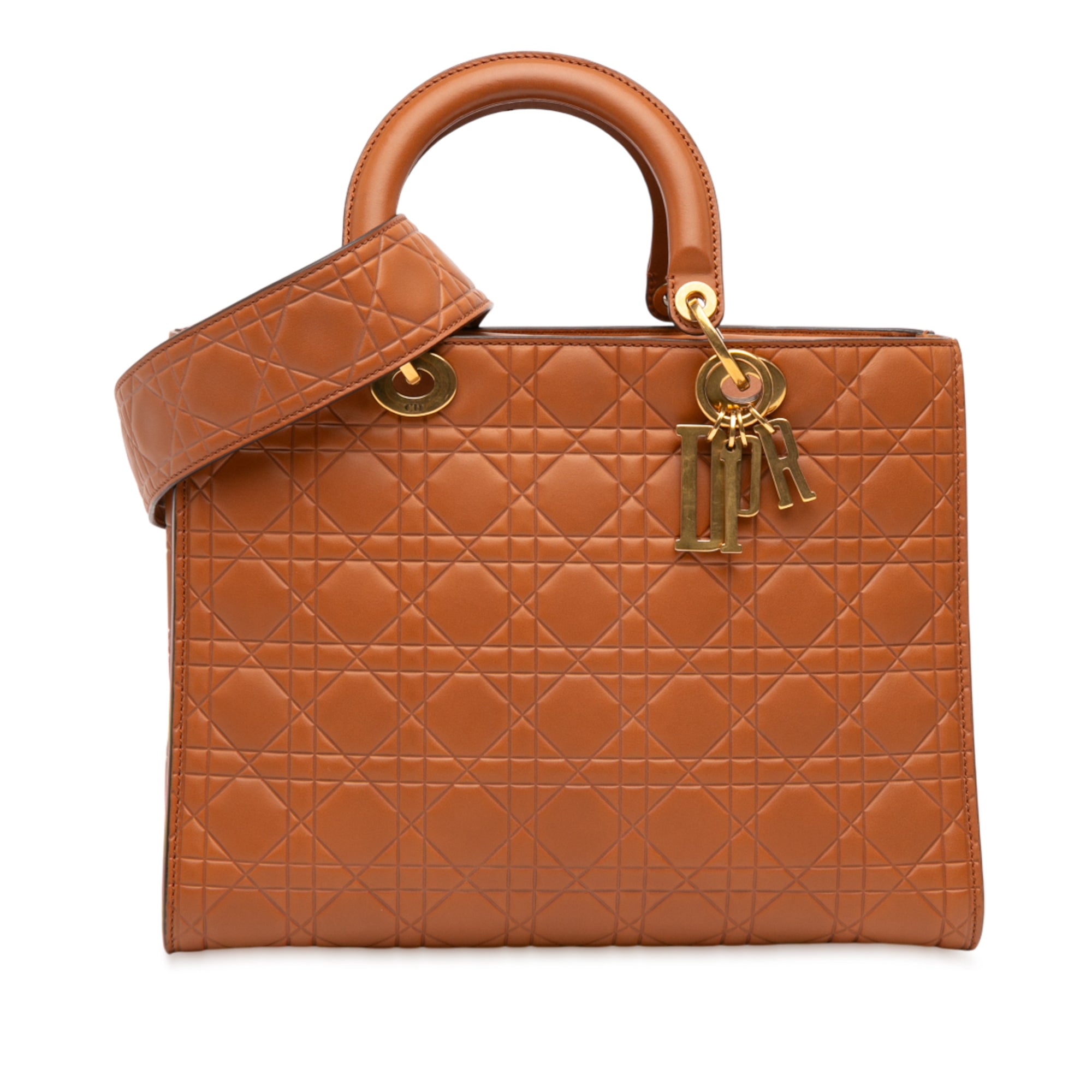 Large Ultra Matte Calfskin Cannage Embossed Lady Dior