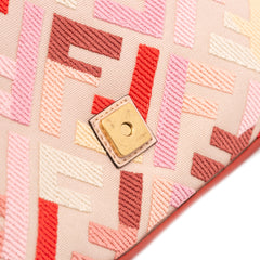 Zucca Embroidered Canvas Baguette Satchel