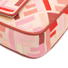 Zucca Embroidered Canvas Baguette Satchel