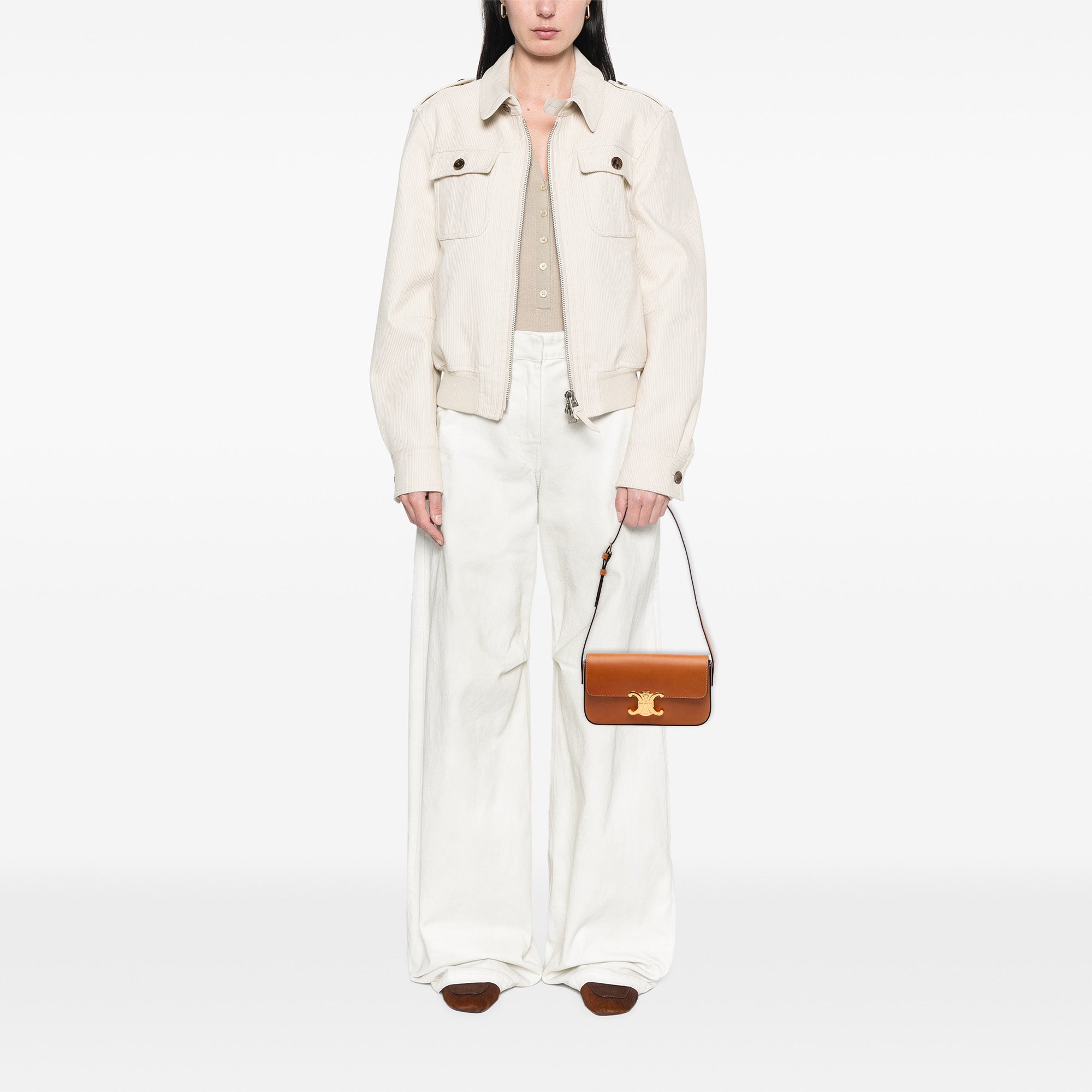 Shiny Calfskin Claude Shoulder Bag