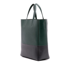 Small Bicolor Grained Calfskin Vertical Cabas Tote