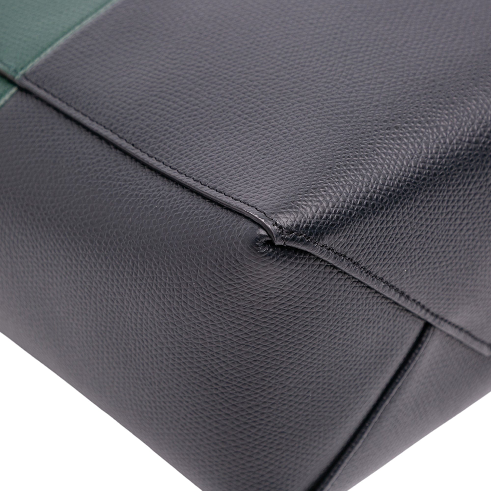 Small Bicolor Grained Calfskin Vertical Cabas Tote