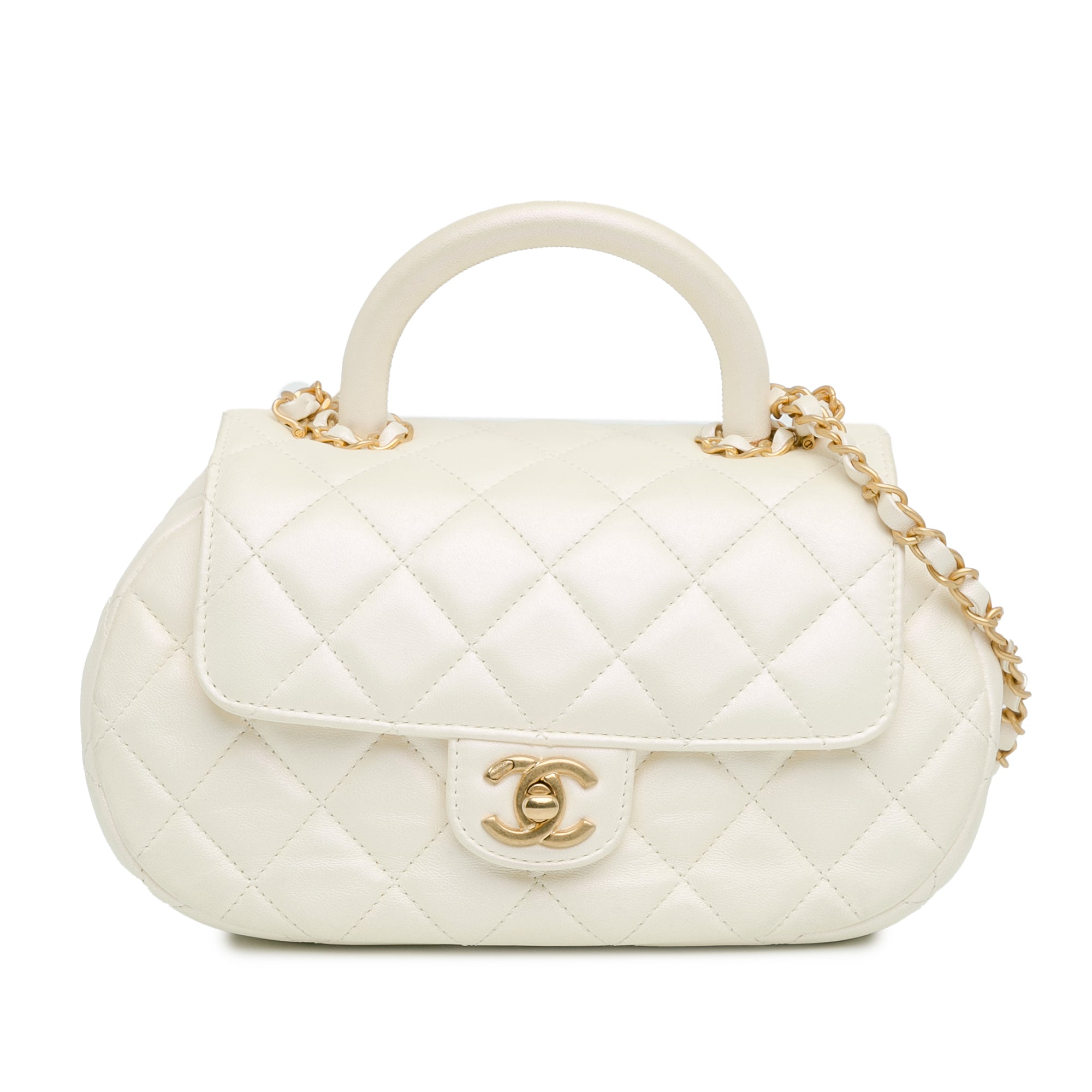 CC Quilted Lambskin Top Handle Bag