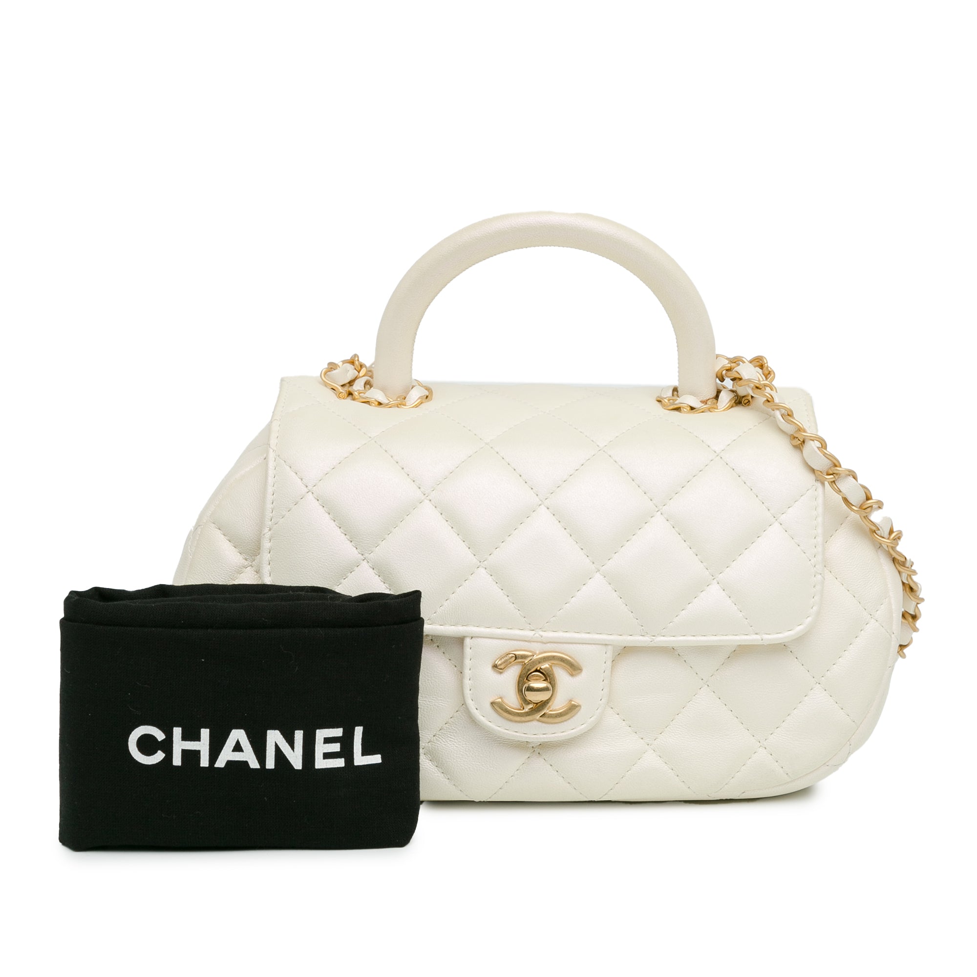 CC Quilted Lambskin Top Handle Bag