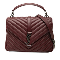 Medium Chevron Sheepskin Monogram College Satchel